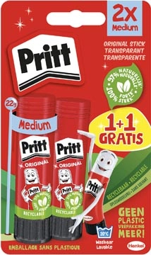 Een Pritt plakstift 22 g, blister van 1 + 1 gratis koop je bij Supplierz BV