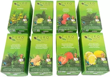 Een Puro Bio thee, assortiment, fairtrade, 8 pakken van 25 zakjes koop je bij ShopXPress