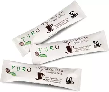 Een Puro cacao poedersticks fairtrade, 25 g, doos van 100 stuks koop je bij ShopXPress