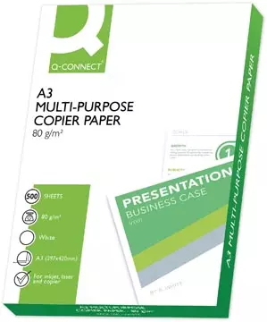 Een Q-CONNECT kopieerpapier, ft A3, 80 g, pak van 500 vel, wit koop je bij ShopXPress