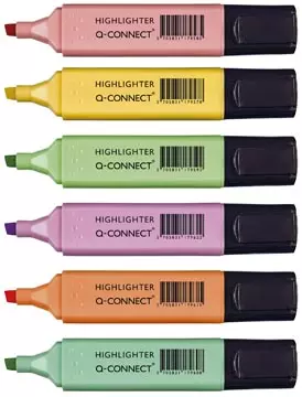 Een Q-CONNECT markeerstift pastel, geassorteerde kleuren, pak van 6 stuks koop je bij ShopXPress