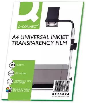 Een Q-CONNECT overhead transparanten voor inkjetprinter, ft A4, pak van 50 vel koop je bij ShopXPress