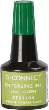 Een Q-CONNECT stempelinkt, flesje van 28 ml, groen koop je bij ShopXPress