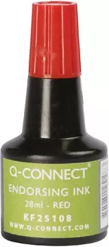 Een Q-CONNECT stempelinkt, flesje van 28 ml, rood koop je bij ShopXPress