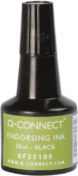 Een Q-CONNECT stempelinkt, flesje van 28 ml, zwart koop je bij ShopXPress