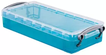 Een Really Useful Box 0,55 liter, transparant helblauw koop je bij ShopXPress