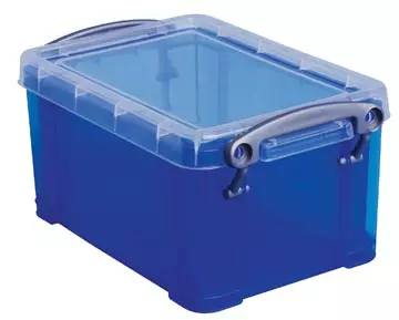 Een Really Useful Box 0,7 liter, transparant blauw koop je bij ShopXPress