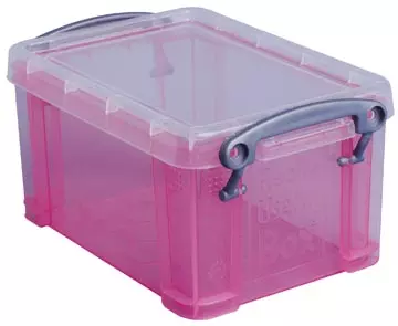 Een Really Useful Box 0,7 liter, transparant roze koop je bij ShopXPress