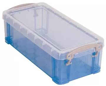 Een Really Useful Box 0,9 liter, transparant blauw koop je bij ShopXPress