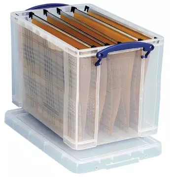 Een Really Useful Box opbergdoos 19 liter hangmappenkoffer inclusief 10 hangmappen, transparant koop je bij ShopXPress