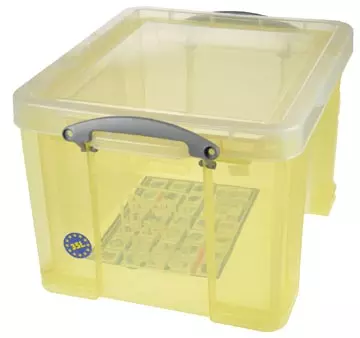 Een Really Useful Box opbergdoos 35 liter, transparant geel koop je bij ShopXPress