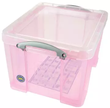 Een Really Useful Box opbergdoos 35 liter, transparant roze koop je bij ShopXPress