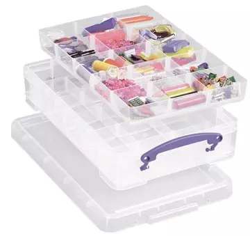 Een Really Useful Box opbergdoos 4 liter met 2 dividers, transparant koop je bij ShopXPress