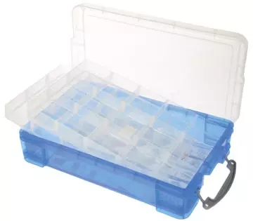 Een Really Useful Box opbergdoos 4 liter met 2 dividers, transparant blauw koop je bij ShopXPress