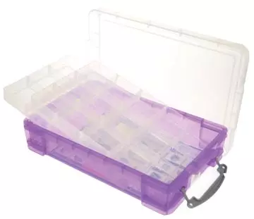 Een Really Useful Box opbergdoos 4 liter met 2 dividers, transparant paars koop je bij ShopXPress