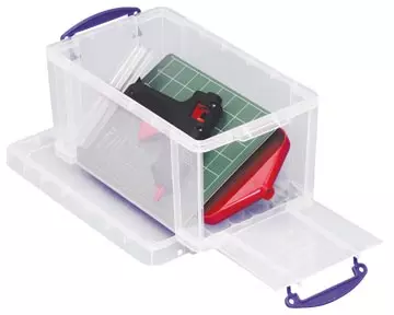 Een Really Useful Box opbergdoos 8 liter met opening aan de voorkant, transparant koop je bij ShopXPress