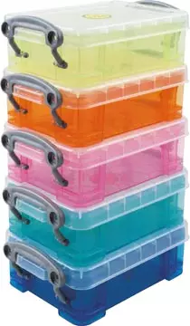 Een Really Useful Boxes Opbergdoos set van 5 x 0.2 liter assorti kleuren koop je bij ShopXPress