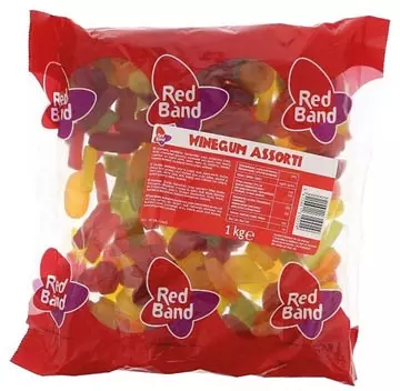 Een Red Band winegum, zak van 1 kg, assortiment koop je bij ShopXPress