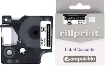 Een Rillprint compatible D1 tape voor Dymo 40913, 9 mm, zwart op wit koop je bij ShopXPress