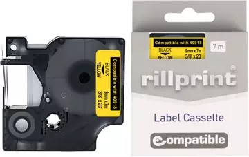 Een Rillprint compatible D1 tape voor Dymo 40918, 9 mm, zwart op geel koop je bij ShopXPress