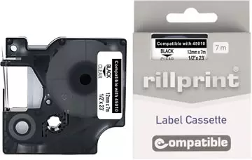 Een Rillprint compatible D1 tape voor Dymo 45010, 12 mm, zwart op transparant koop je bij ShopXPress