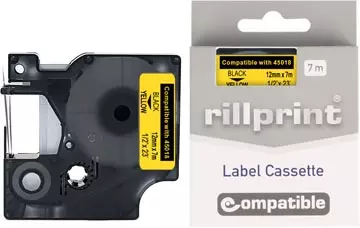 Een Rillprint compatible D1 tape voor Dymo 45018, 12 mm, zwart op geel koop je bij ShopXPress