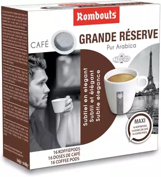 Een Rombouts koffiepads voor espresso, Grande Réserve, pak van 16 stuks koop je bij ShopXPress