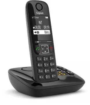 Een Gigaset AS690A DECT draadloze telefoon met antwoordapparaat, zwart koop je bij ShopXPress