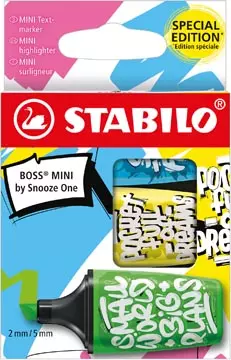 Een STABILO BOSS MINI Snooze One markeerstift, etui van 3 stuks: geel, groen en blauw koop je bij ShopXPress