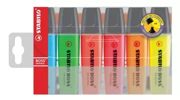 Een STABILO BOSS ORIGINAL markeerstift, etui van 6 stuks in geassorteerde kleuren koop je bij ShopXPress