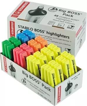 Een STABILO BOSS ORIGINAL markeerstift, pak van 48 stuks in geassorteerde kleuren koop je bij ShopXPress