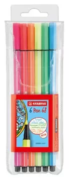 Een STABILO Pen 68 Neon, etui van 6 stiften in geassorteerde kleuren koop je bij ShopXPress