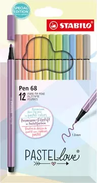 Een STABILO Pen 68 viltstift, pastel, etui van 12 stuks, assorti koop je bij ShopXPress