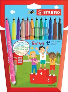 Een STABILO Trio A-Z viltstift, etui van 12 stuks in geassorteerde kleuren koop je bij ShopXPress