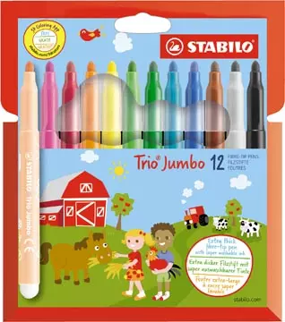 Een STABILO Trio Jumbo viltstift, etui van 12 stuks, assorti koop je bij ShopXPress