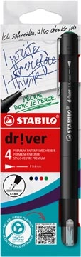 Een STABILO dr!ver fineliner, fijne punt, geassorteerde kleuren, blister van 4 stuks koop je bij Supplierz BV