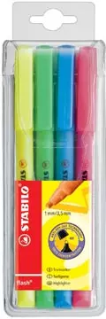 Een STABILO flash markeerstift, etui van 4 stuks in geassorteerde kleuren koop je bij ShopXPress