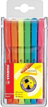 Een STABILO flash markeerstift, etui van 6 stuks in geassorteerde kleuren koop je bij ShopXPress