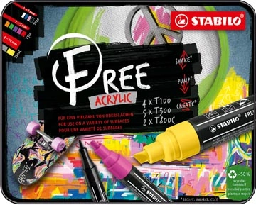 Een STABILO free acrylmarker, starter kit, pak van 11 stuks koop je bij Supplierz BV