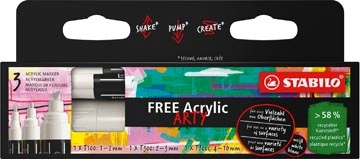 Vous pouvez acheter un STABILO free marqueur acrylique, différents formats, blanc, paquet de 3 pièces chez Supplierz BV