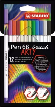 Een STABILO pen 68 brush ARTY, etui van 12 stuks, assorti koop je bij ShopXPress