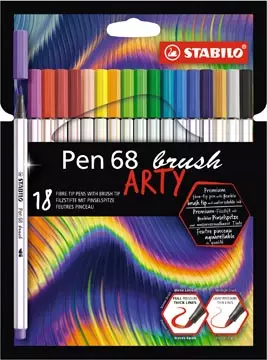 Een STABILO pen 68 brush ARTY, etui van 18 stuks, assorti koop je bij ShopXPress