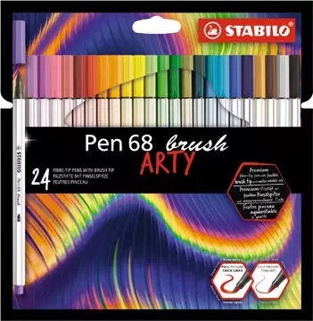 Een STABILO pen 68 brush ARTY, etui van 24 stuks, assorti koop je bij ShopXPress