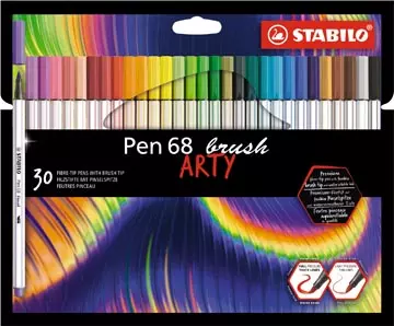 Een STABILO pen 68 brush ARTY, etui van 30 stuks, assorti koop je bij ShopXPress