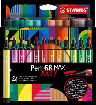 Een STABILO pen 68 viltstift MAX ARTY, etui van 24 stuks, assorti koop je bij ShopXPress