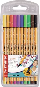 Een STABILO point 88 fineliner, etui van 10 stuks in geassorteerde kleuren koop je bij ShopXPress