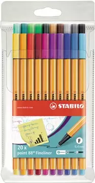 Een STABILO point 88 fineliner, etui van 20 stuks in geassorteerde kleuren koop je bij ShopXPress