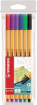 Een STABILO point 88 fineliner, etui van 6 stuks in geassorteerde kleuren koop je bij ShopXPress