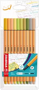 Een STABILO point 88 fineliner, kartonnen etui van 10 stuks in geassorteerde zachte kleuren koop je bij ShopXPress