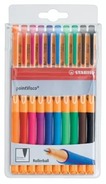 Een STABILO pointVisco roller, 0,5 mm, etui van 10 stuks in geassorteerde kleuren koop je bij ShopXPress